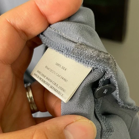 Lovely 100% SILK Eileen Fisher Gray Oversize Dolman Tunic Blouse Asymmetric XL - Picture 7 of 9